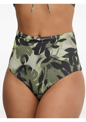 Armani Exchange leaf-print high-waisted bikini - Green