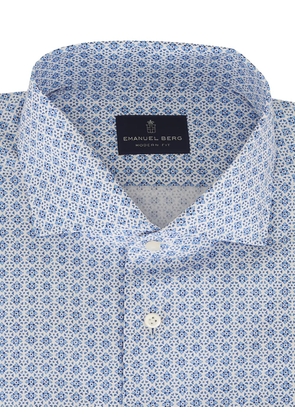 EMANUEL BERG geometric-print long-sleeves button-down shirt - Blue