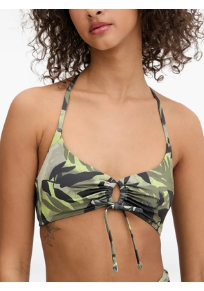 Armani Exchange leaf-print high-waisted bikini - Green