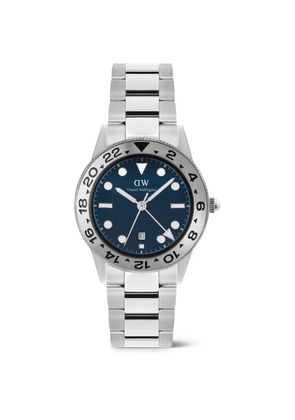 Daniel Wellington Iconic GMT brushed bezel 40mm watch - Blue