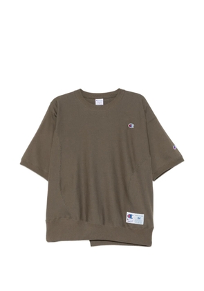 Undercover panelled logo-patch T-shirt - Green
