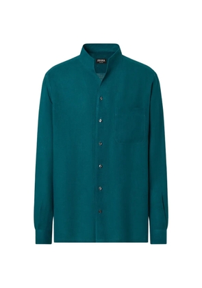 Zegna Oasi Lino mandarin-collar shirt - Blue