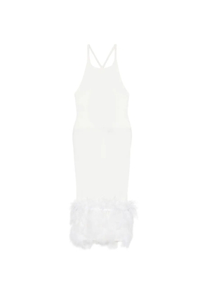 Vestiaire d'un Oiseau Libre feather-trim crossover-strap dress - White