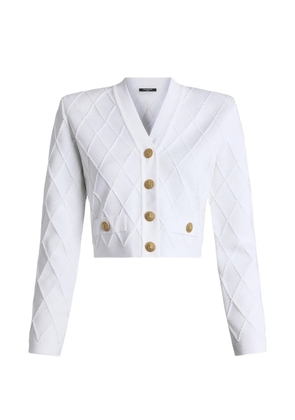 Balmain cropped knit cardigan - White