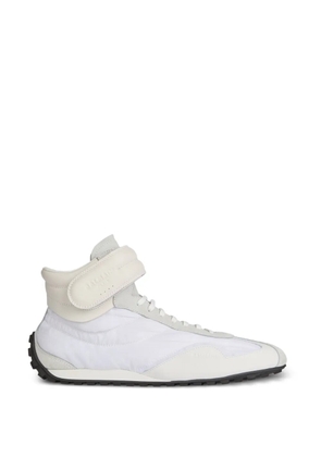Balmain Racing mid-top trainers in nylon and leather - White