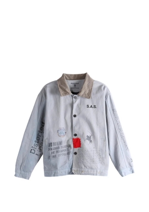 SAITOS graphic-print corduroy-collar cotton jacket - Grey