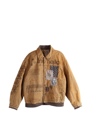 SAITOS Soft Core Old patch-details button-down jacket - Brown