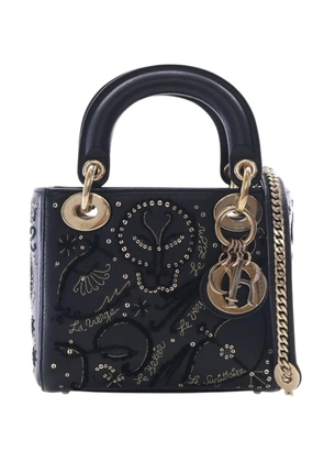 Christian Dior Pre-Owned 2018 Mini Lambskin Embroidered Sequin Astrology Lady Dior satchel - Black