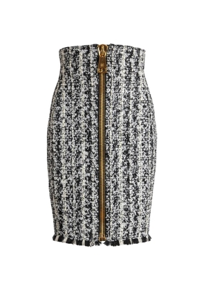 Balmain zipped two-tone tweed skirt - Black