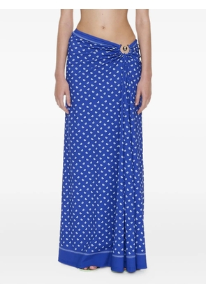 Christopher Esber bandana-print ruched long skirt - Blue