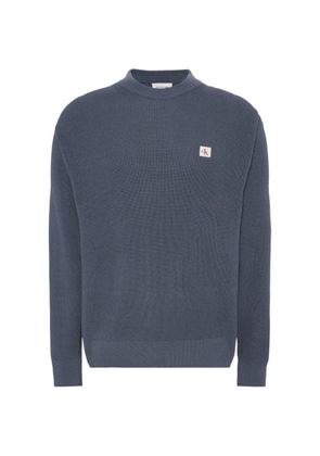 Calvin Klein logo-patch waffle-knit sweater - Blue