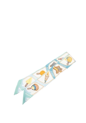Hermès Pre-Owned 2000-2026 Funny Ice Cream Silk Twilly Scarf scarves - Blue