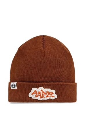 AAPE BY *A BATHING APE® logo-patch beanie hat - Brown