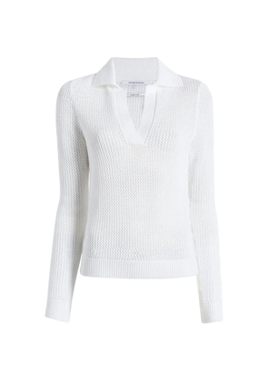 Another Tomorrow crochet polo sweater - White