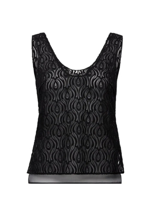 Another Tomorrow embroidered silk organza top - Black
