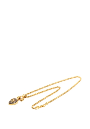 CHANEL Pre-Owned 1997 CC Gold Plated Stone Oval Pendant Necklace costume necklace