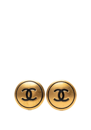 CHANEL Pre-Owned 1994 CC Gold Plated Round Clip On Earrings costume earrings