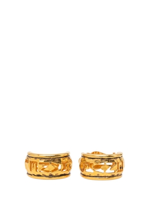 CHANEL Pre-Owned 2012 Gold Plated Logo Hoop Clip On Earrings costume earrings