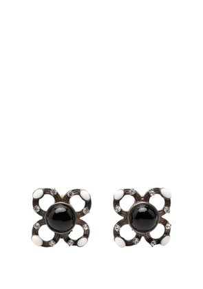 CHANEL Pre-Owned 1996 Brass Cabochon Enamel Strass Clip On Earrings costume earrings - Silver