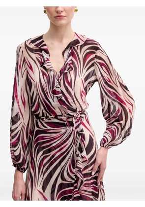 TWINSET ruffled wrap dress - Neutrals