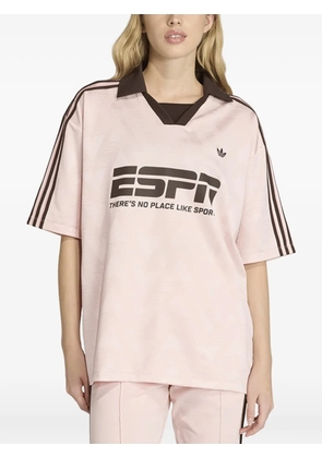 adidas logo-print striped T-shirt - Pink