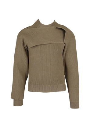Bottega Veneta Pre-Owned asymmetric ribbed sweater - Neutrals