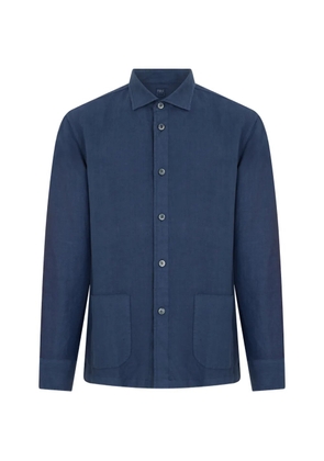 Fedeli linen patch-pocket shirt - Blue