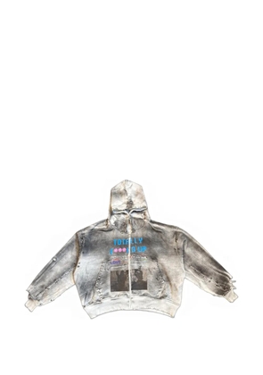 astrum TFU distressed graphic-print hoodie - Grey