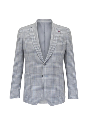 Isaia check-pattern notched-lapel blazer - Blue