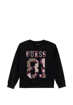 guess kids logo-lettering sweatshirt - Black