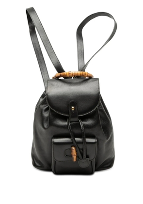 Gucci Pre-Owned 20th Century Calfskin Bamboo Drawstring backpack - Black