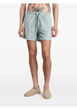 Tagliatore geometric-print drawstring swim shorts - Blue