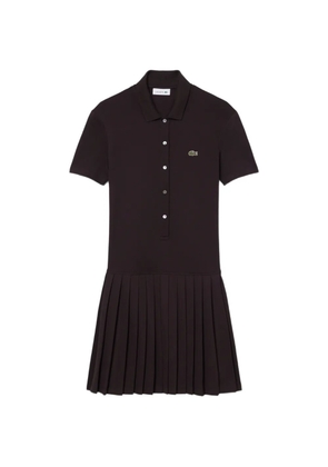 Lacoste pleated-skirt polo-collar mini dress - Brown