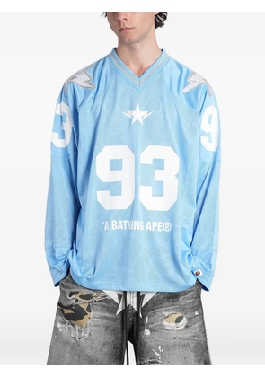 A BATHING APE® mesh logo-print long-sleeve T-shirt - Blue