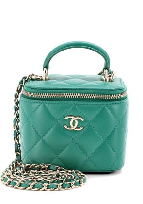 CHANEL Pre-Owned Classic Top Handle Vanity Case with Chain Quilted Lambskin Mini crossbody bag - Green