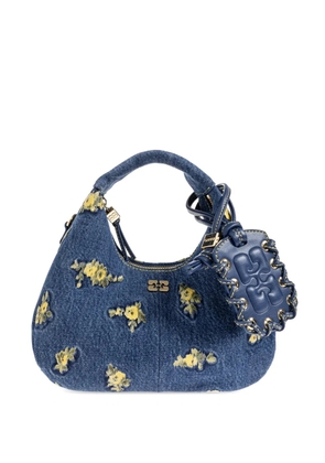 GANNI floral-motif denim tote bag - Blue