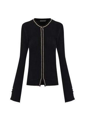 By Malene Birger Benny ribbed-knit contrast-trim cardigan - Black