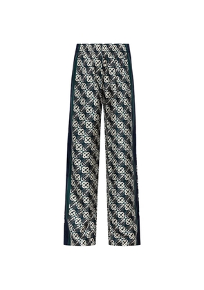 Casablanca monogram-print silk trousers - Green