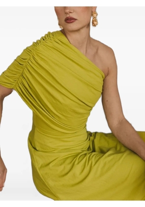 CHERUBINA Kayla ruched one-shoulder midi dress - Green
