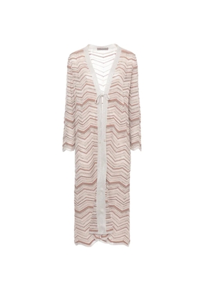 D.Exterior chevron-knit front-tie cardigan - Neutrals
