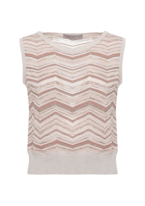 D.Exterior zigzag-knit sleeveless sweater - Neutrals