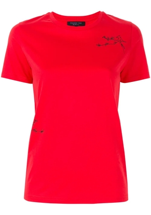 Shanghai Tang bird embroidered T-shirt