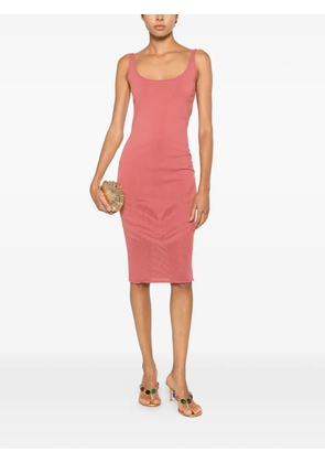 Just Cavalli scoop-neck perforated-detail midi dress - Pink
