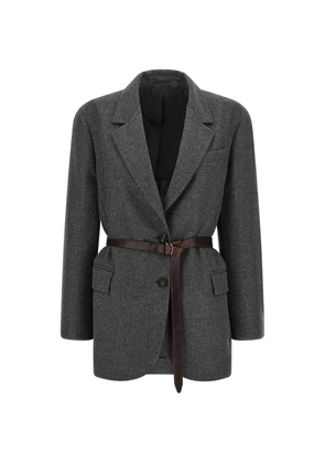 Brunello Cucinelli belted single-breasted blazer - Grey