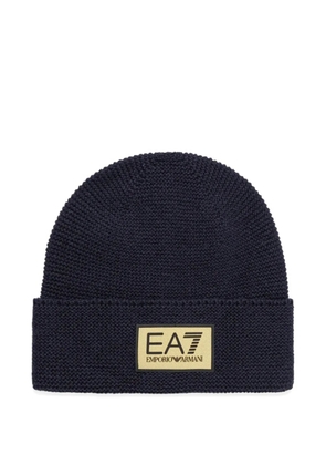 Ea7 Emporio Armani logo-patch beanie hat - Blue