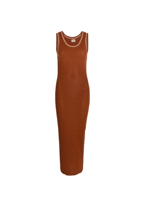 Tod's ribbed-knit contrast-trim maxi dress - Brown