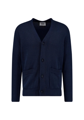 ALPHA STUDIO ribbed-trim button-up cardigan - Blue