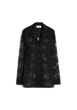 Sportmax floral-lace notched-lapel shirt - Black