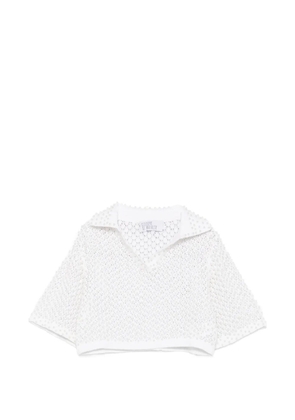 Giuseppe Di Morabito faux-pearl embellished open-knit top - White