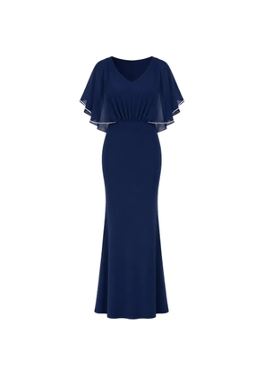 FRANK LYMAN cape-style V-neck maxi dress - Blue